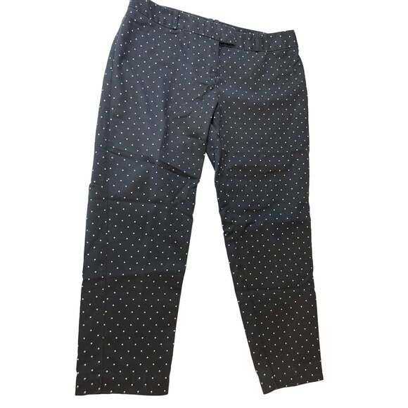 Liz Claiborne Women Pant Polka Dot Emma Classic Crop Career Black White Size 34W - Picture 1 of 7